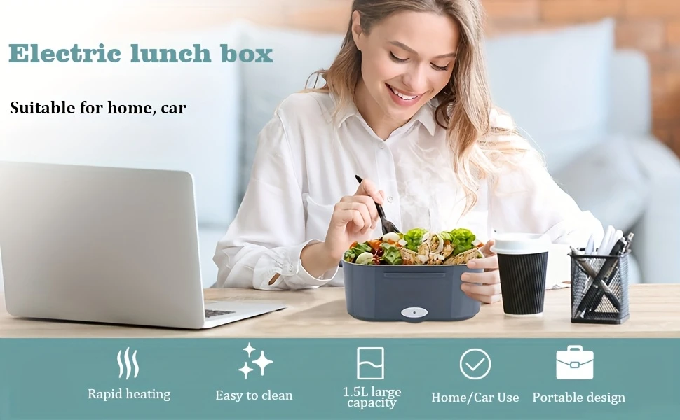 portable electric lunch box stainless car household two in one insulation heating lunch box suitable for office details 0