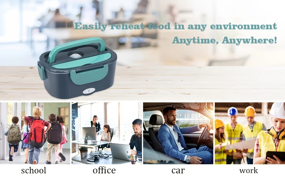 portable electric lunch box stainless car household two in one insulation heating lunch box suitable for office details 3