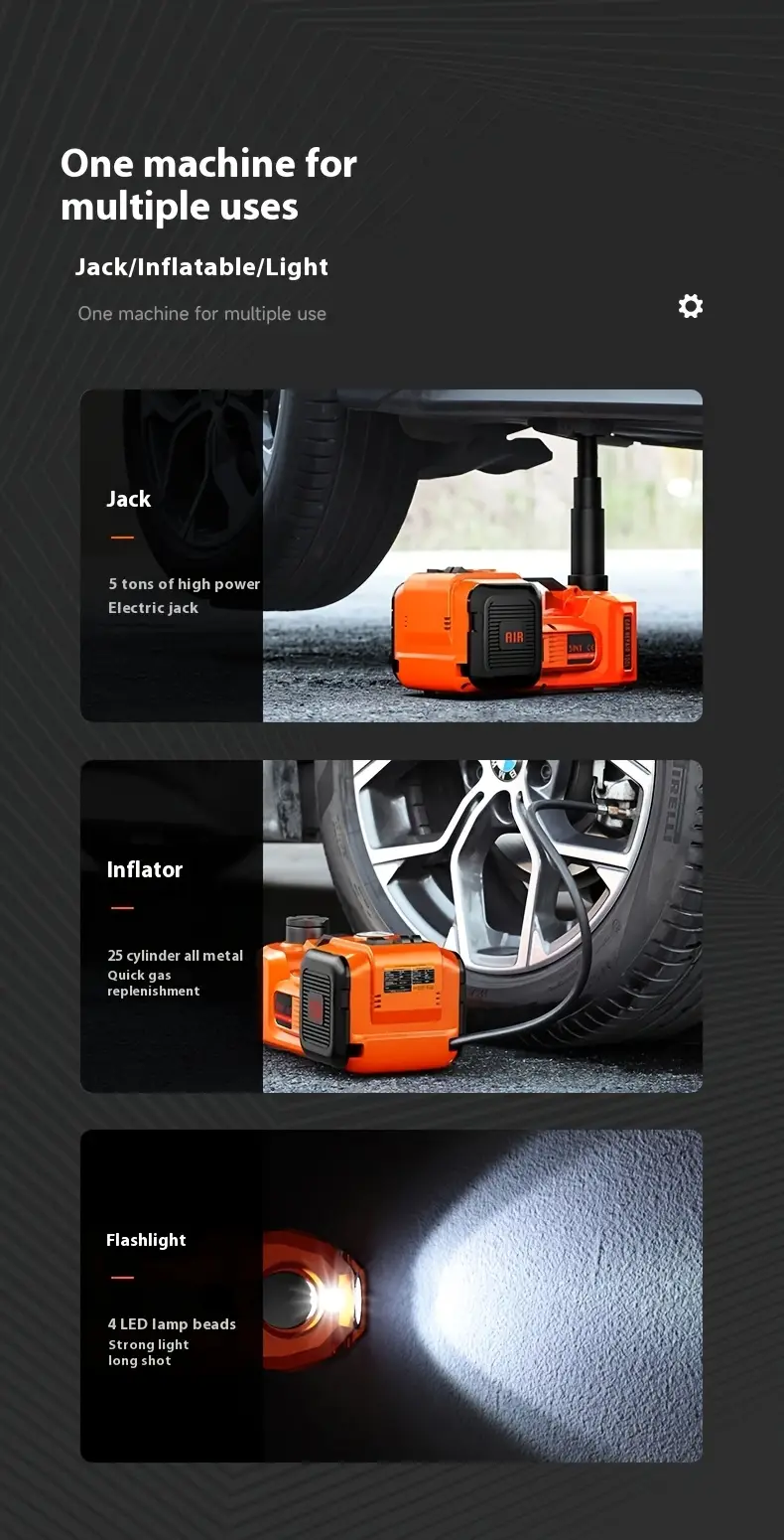 12v portable electric hydraulic jack for car 36cm lift multi functional with tire pump ergonomic handle for suvs trucks cars durable alloy steel construction car jack vehicle maintenance tool tool design construction Product details 2
