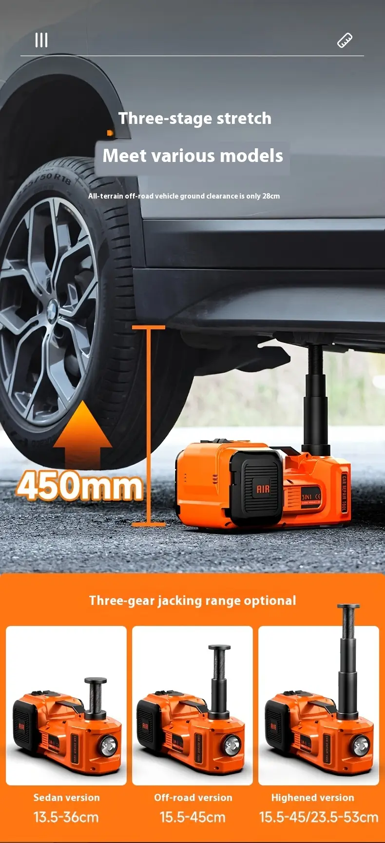 12v portable electric hydraulic jack for car 36cm lift multi functional with tire pump ergonomic handle for suvs trucks cars durable alloy steel construction car jack vehicle maintenance tool tool design construction Product details 5